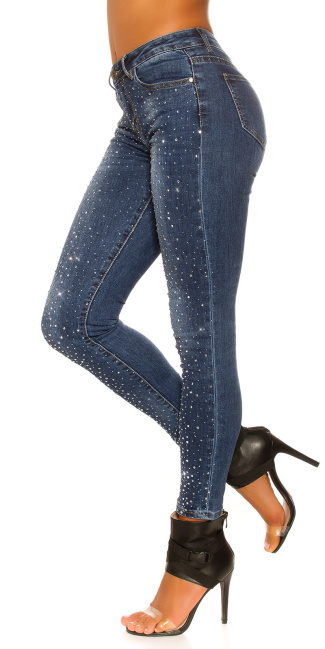 Sexy jeans met glinsterende stenen jeansblauw